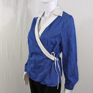 Jones New York Striped Wrap Top